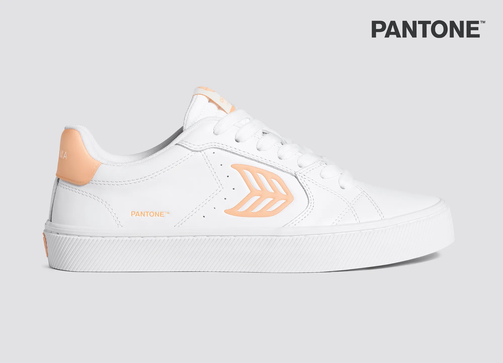 SALVAS Pantone White Leather Peach Fuzz Logo Sneaker Men